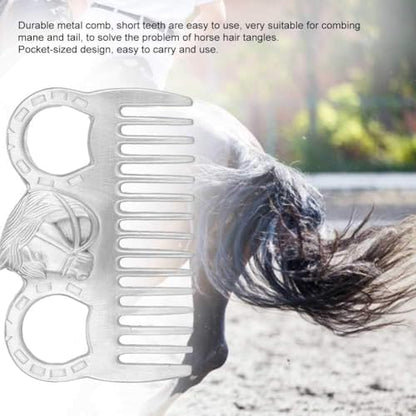 Metal Horse Comb, 4inch Stainless Metal Pulling Combs Horse Mane Comb Horse Tail Comb Mini Pocket Combs Horse Grooming Comb Livestock Comb for Cleaning Hair Removing Loose Undercoat Knots, Silver