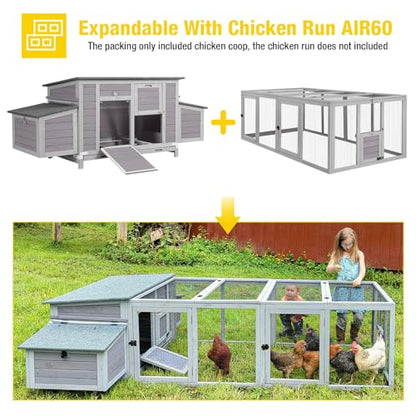 Aivituvin Chicken Coop 67.3" Large Duck House with 4 Nesting Boxes for 2-4 Chickens Outdoor Hen House Chicken Cage - size: 67.2"L x 25.4"W x 28.1"H