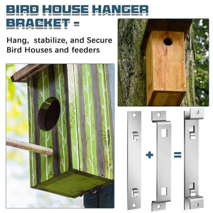 Blulu 2 Sets Bird House Hanger Bracket Stable Rust Proof Galvanized Steel Mounting Bracket for Securing Bird Houses Nesting Boxes Feeders, Quickly Remove for Cleaning (Silver) - color: Silver