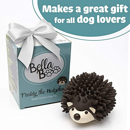 Bella Boo Pets Interactive Dog Toy for Strong Chewers - Freddy The Hedgehog All-in-One Treat Ball + Food Dispensing Slow Feeder Dog IQ Puzzle + Dental Chew Toy for Medium and Large Breed Dogs (Brown) - color: Brown