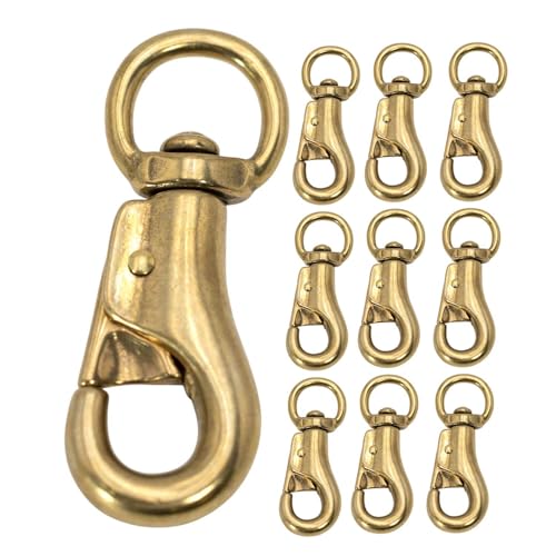 Jeffers Round Eye Bull Snap, Solid Brass Iron, 7/8" x 3-3/4" Heavy Duty Hardware Clip for Horse Tack, Halter, Bridle, Reins, Dog Leash, Rope, Chain, Strap, Keychain, Lanyard, Outdoor, DIY - 10 Pack - size: 3-3/4" - 10 Pack