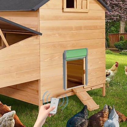 Solar Powered Automatic Chicken Coop Door with Remote Control & Timer, 9.4x10.8 Inch Opening,Chicken Automatic Door for Hens Ducks Rabbits,Works from -14.8℉ to 140℉
