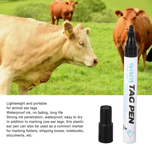 Ear Tag Marking Pen, Ear Tag Pen Water proof Strong Penetration Black Ink Marking Portable Long Lasting Not Fading for Pig Cow Sheep