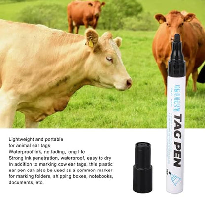 Ear Tag Marking Pen, Ear Tag Pen Water proof Strong Penetration Black Ink Marking Portable Long Lasting Not Fading for Pig Cow Sheep
