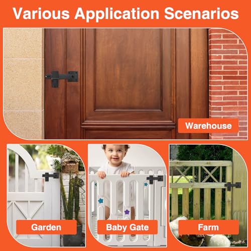 6" Barn Door Flip Latch, Sturdy Farm Flip Fence Gate Latch Iron Hardware, Gate Latch for Shed Door, Sliding Doors, Double Doors, Matte Black