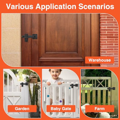 6" Barn Door Flip Latch, Sturdy Farm Flip Fence Gate Latch Iron Hardware, Gate Latch for Shed Door, Sliding Doors, Double Doors, Matte Black