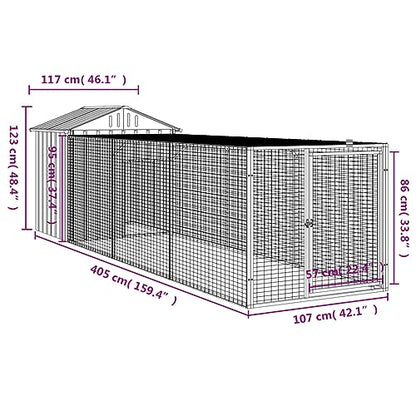 Chicken Cage Outdoor 159x46x48 in Anthracite Galvanized Heavy Duty Steel Coop Large Run for Backyard Poultry Hen House Garden Flock - size: 159.4 x 46.1 x 48.4 in (W x L x H)