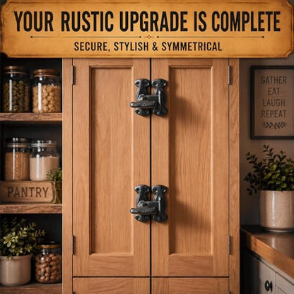 Moxweyeni 2 Pack Vintage Cabinet Latch Cast Iron Flip Latch Set with 4 Handles&16 Screws - Black Heavy Duty Rustic Cabinet Hasp Slide Lock for Antique Window Door Hasp Security Rust-Resistant
