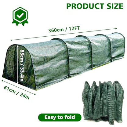 UNIFAMILY Chicken Tunnel for Outside 12FT, Flexible Chickens Runs for Yard, Quick Installation Shade Net Protection from Sun Portable Chicken Tunnels, Poultry Coop Run Tunnels Perfect for Backyard