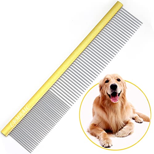 10inches Large Metal Dog Grooming Comb for Shedding Matted Hair for Large Dogs Metal Dog Comb with Long Wide Tooth for Poodles and Goldendoodles Reduce Tangles,Mats and Knots.(Gold) - color: gold, size: Large