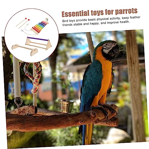 balacoo 1set Xylophone Chicken Perch Roosting Bar and Swing Accessories for Parrots Cockatiels and Birds Encourages Play and Physical Activity Coop