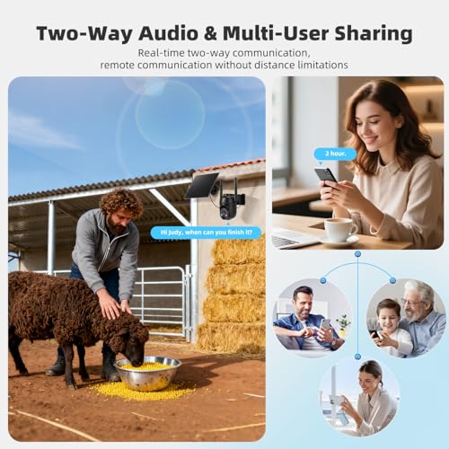 4G LTE Cellular Security Cameras Solar Powered No WiFi Security Camera Outdoor Wireless Built-in SIM Card 2K Color Night Vision 360° View Motion Detection 2-Way Audio 1 Pack - color: Black 1 pack