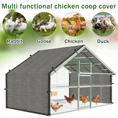 19.7 * 6.6 FT Chicken Coop Cover UV 90% Shade Cloth Kit for Block Summer Sun Protection Cages Cover - Extra Length Shade Netting for Full Roof Coops, Outdoor Garden Patio Yard Plants Chicken Run Pen
