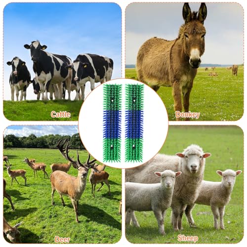 4PCS Livestock Scratching Brush Goat Scratching Tool Post Massage Grooming Brush with 8 Screws for Animals Back Scratcher Itch Brushes for Cattle, Sheep, Horses, Pigs,Cow(4, Green) - color: Green