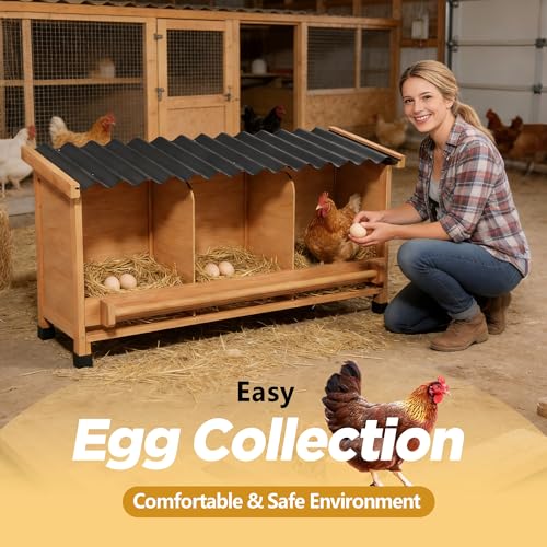 Nesting Boxes for Chickens,Chicken Laying Boxes for Hens,Nest Box | 3 Compartments, Wall Mount or Floor Use, PVC Roofing,Privacy Back Panel for Hens, Ducks, Chickens, Easy to Assemble&Clean - size: 37.1"L x 13.0"W x 18.2"H