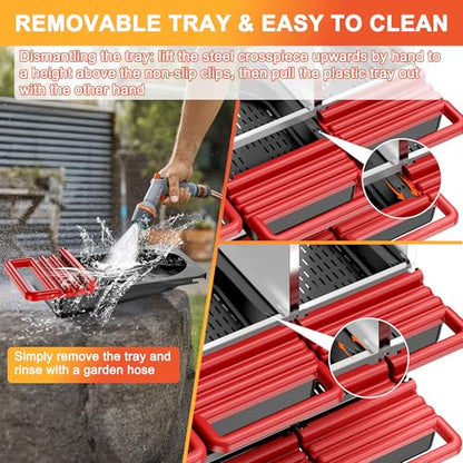 ZenxyHoC Two-Tier Chicken Nesting Boxes, Metal Chicken Egg Laying Box with Swing Perch and Rollout Egg Collection for Chicken Coop Red 6 Compartments - size: 6 Compartments