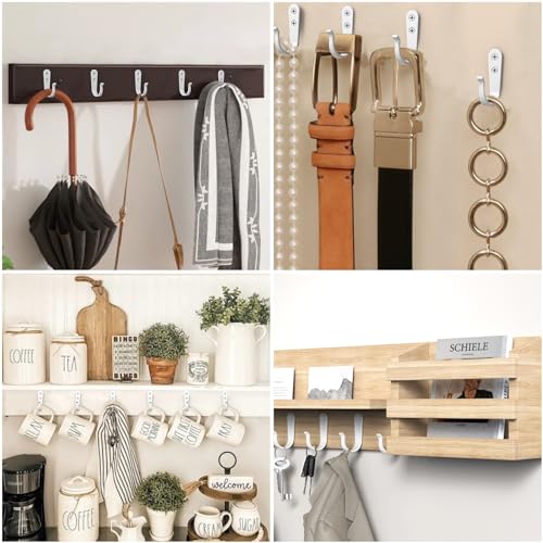 BREYDROK Hook for Hanging - 20PCS Hook for Hanging, Wall Hooks for Coats, Heavy Duty Single Prong Wall Hooks with 40 Pieces Screws (White) - color: 20pcs + White