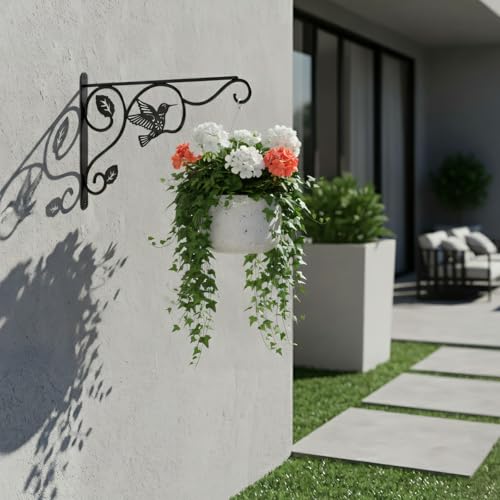 2 Pack Heavy Duty Plant Hooks for Hanging - 12 Inch Metal Wall Hangers Indoor/Outdoor, Sturdy Plant Bracket for Bird Feeders, Planters, Lanterns, Wind Chimes - Patio, Garden, Home Decor (Black) - style: 2-Pack Bird