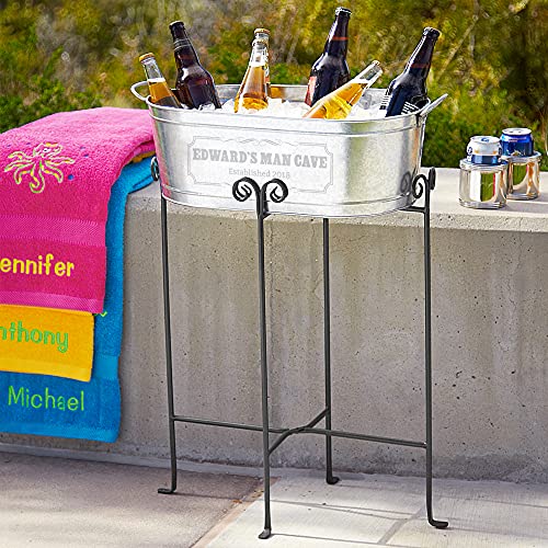 Let's Make Memories Personalized Create Your Own Beverage Tub w/Stand - Custom Beverage Tub - Unique Entertaining Essential - 5.5 Gallons - color: 2 Line Message, size: With Stand