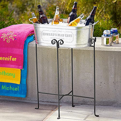 Let's Make Memories Personalized Create Your Own Beverage Tub w/Stand - Custom Beverage Tub - Unique Entertaining Essential - 5.5 Gallons - color: 2 Line Message, size: With Stand