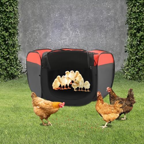 Foldable Brooder Box,Portable Baby Chicken Coop with Double Door and Zippered Cover,Chicken Brooder Box for Newborn Chicks,Ducks and Geese