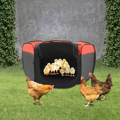 Foldable Brooder Box,Portable Baby Chicken Coop with Double Door and Zippered Cover,Chicken Brooder Box for Newborn Chicks,Ducks and Geese