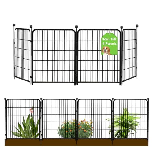 Getlay Garden Fencing 36 Inch High, 4 Panels Total 8.9 Ft(L) Dog Fence Outdoor for Yard, 4 One-Sided Plate, No Door, Anti Dig Fence Barrier, Dog Pen, Rabbit Fences, Garden Fences and Borders - size: 36''(H)-4panels-8.9ft(L) no gate