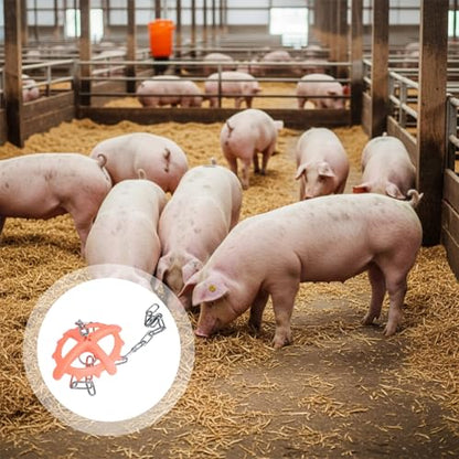 Pig Toy, Orange Pig Chew Bite Toy with 23.6 in / 60 Cm Chain, Piglet Weaning Plaything, Plastic, Reduces Mutual Biting, Supports Growth, Encourages Foraging