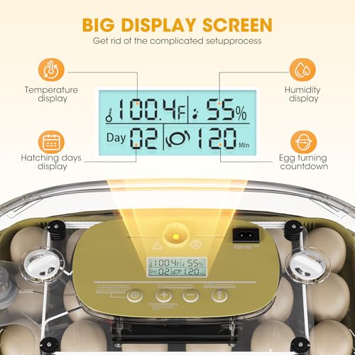 24 Egg Incubator for Hatching Eggs, Automatic Egg Turning, Temperature & Humidity Control, Egg Candler, for Hatching Chicken, Duck, Quail, Goose - Ideal for Farm, Classroom, Home Use