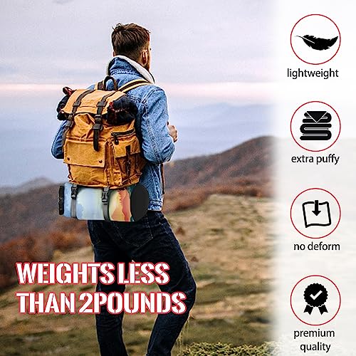 Outdoor Puffy Camping Blanket, Lightweight Down Alternative Puffy Printed Camping Large Ultra Warm Hammock Top Quilt Waterproof Blanket for Traveling Picnic Beach Party Cold Weather (Sunset) - color: Sunset