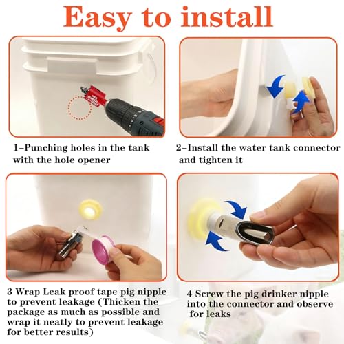 5-Pack Pig Water Nipple，Pig Nipple Waterer for Barrel Kit，Automatic Pig Nipple Drinkers Kit，Piglets Nipple Feeders ，Hog Feeder Nipple