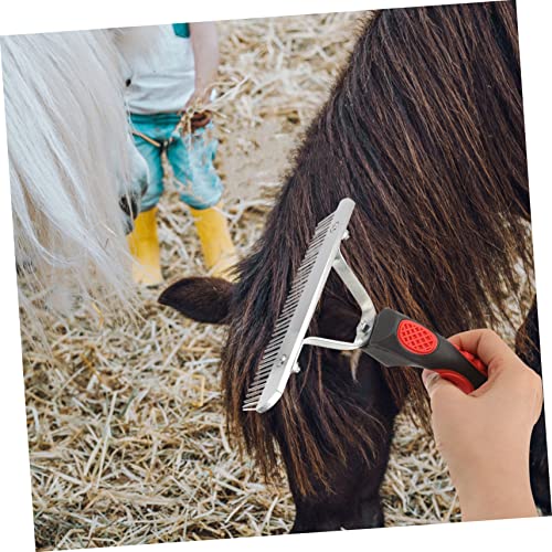 UPKOCH Practical Horse Hair Grooming Comb with Rubber Handle Metal Tooth Rake for Shedding and Mud Removal Comfortable Grip and Large Animals Massage Tool