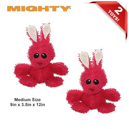 MIGHTY® 2 Pack Microfiber Medium Rabbit Dog Toys | Ultra Durable Plush Toy with Multiple Layers & Reinforced Seams , Washable and Floats , Mighty® Construction - color: 2PK Pink Rabbit