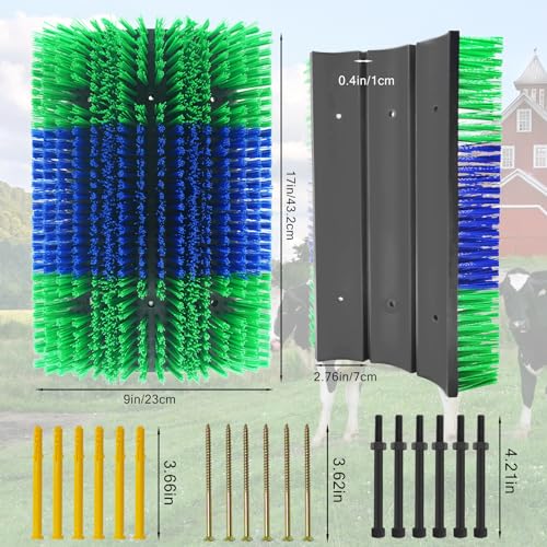 Livestock Scratching Brush Green Upgraded Large Goat Brush Cow Scratcher Brush Anti-Itch Tool Massage Grooming Cattle Brush With 12 Screws For Horses，Goat,Cattle,Cow,Sheep, Pigs（2pack） - size: 2 pack