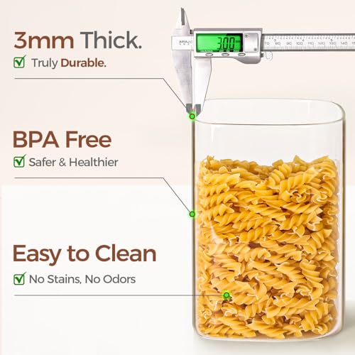 ComSaf Glass Food Storage Containers, 3.6Qt/1.2Qt Glass Flour and Sugar Containers with Airtight Lids, Large Square Jars with Bamboo Lids for Rice, Pasta, Oats, Grains, Cookies, Snacks, Candy - color: 3.6Qt/1.2Qt-Square