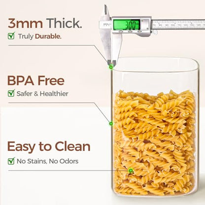 ComSaf Glass Food Storage Containers, 3.6Qt/1.2Qt Glass Flour and Sugar Containers with Airtight Lids, Large Square Jars with Bamboo Lids for Rice, Pasta, Oats, Grains, Cookies, Snacks, Candy - color: 3.6Qt/1.2Qt-Square