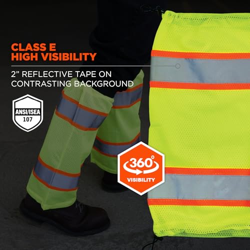 Ergodyne Unisex Glowear 8009 Hi-vis Two-tone Mesh Leg Gaiters - Class E - color: Lime