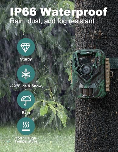 KJK Trail Camera with 32GB Memory Card, 36MP 2.7K Mini Game Camera, 0.1s Trigger, 130° Wide-Angle Motion Activated Night Vision, IP66 Waterproof, 2.0” HD Screen, 3-Shot Burst for Hunting - color: Blue brown