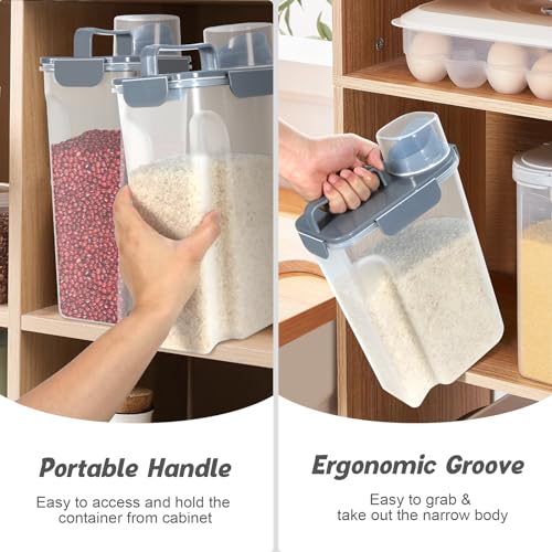 TBMAXS Rice Storage Container 10 Lbs, Airtight Food Dispenser with Large Spout and Cup for Pet Dog Cat Food Storage 7 Lbs - color: Grey-10L