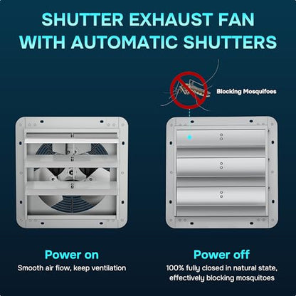Simple Deluxe 7 Inch Wall Mounted Shutter Exhaust Fan, Aluminum, 1600 RPM, 760 CFM, for Attic, Garage, Louvered Vent, And Greenhouse, Silver - color: Exhaust Fan, size: 7 Inch