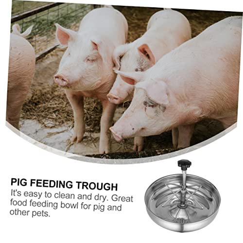 Yardwe Stainless Steel Feeding Trough for Livestock Thicken Design Easy to Feeder for Pigs Goats and Other Farm Animals Silver