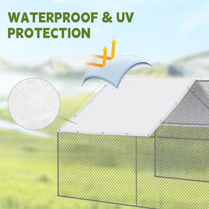 VitalCozy 1 Set Chicken Coop Cover Waterproof 14.5 x 6.6 ft Chicken Cover Coop Tarp with 25 Pcs Ball Bungees Cords, Accessories for Walk-in Run Pen, Outdoor, Yard - size: 15.9"L x 10.6"W x 3.9"H