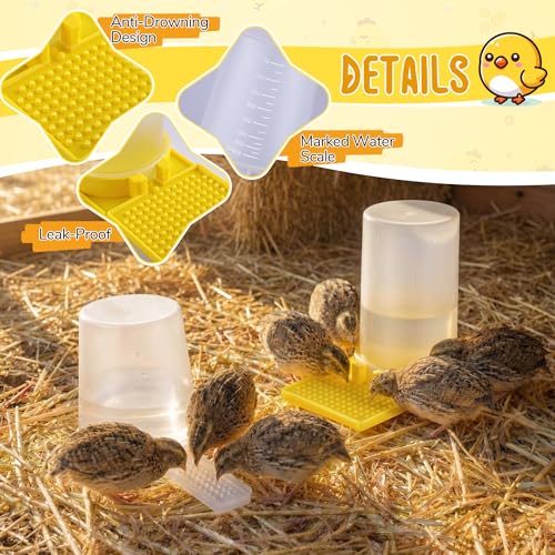 Feekoon 2Pack 400ml Quail Water Feeder, Anti Drowning Design, Ideal for Button Quail, Quails, Baby Chicks, Ducks, and Baby Birds, Safe and Durable Waterer, Easy to Install and Clean