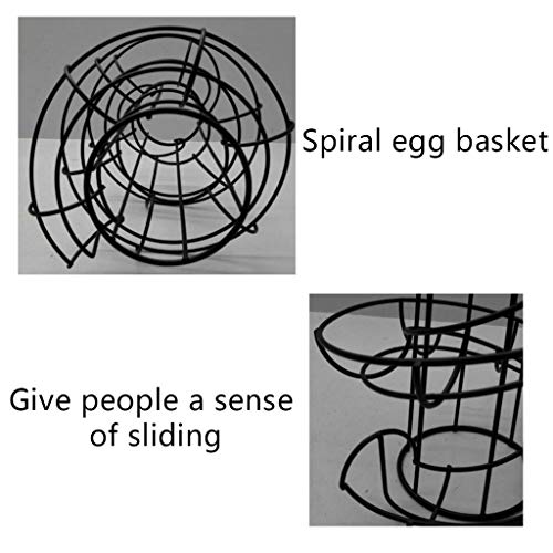 Spiral Design Metal Egg Basket, Egg Storage Holder/Storer Stand Display Rack Basket Egg House Save Space for Kitchen (Black)