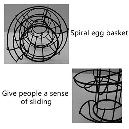 Spiral Design Metal Egg Basket, Egg Storage Holder/Storer Stand Display Rack Basket Egg House Save Space for Kitchen (Black)