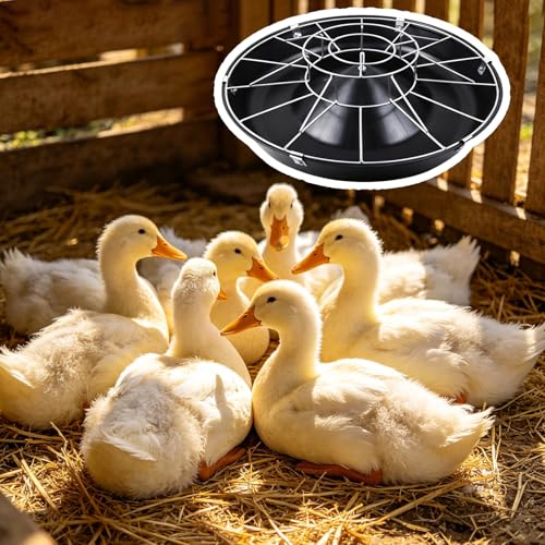 Round Livestock Feed Trough for Duck, Chicken, No Waste Outdoor/Indoor Piglet Feeder, Pasture Poultry Water Bowl Container, Easy to Install(Double Rack,70cm/27.6"(14 Slots)) - color: Double Rack, size: 70cm/27.6"(14 Slots)