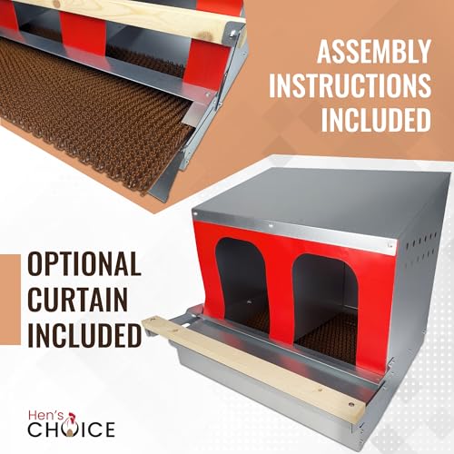 Hen's Choice™ - Reversible Roll Out Nest Box for Chickens | Roll Away Nest Box | 2 Compartment 21" | Heavy Duty Galvanized - size: Medium 21"