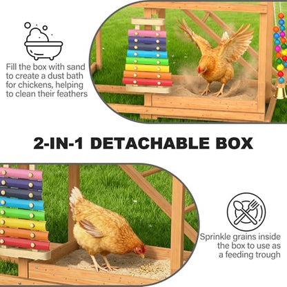 Chicken Perch with Swing Xylophone Removable Feeder/Bath Wooden Roosting Bar Toy for Farms Easy to Clean - size: Medium