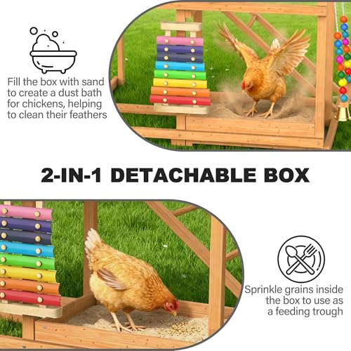 Chicken Perch with Swing Xylophone Removable Feeder/Bath Wooden Roosting Bar Toy for Farms Easy to Clean - size: Medium