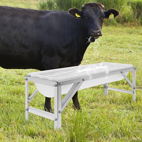 Livestock Feed Trough, 9.25Gal Long Large Capacity Feeder, Hay Feeder with Stand Goat Feeder for Farms, Yards, Sheep Barns